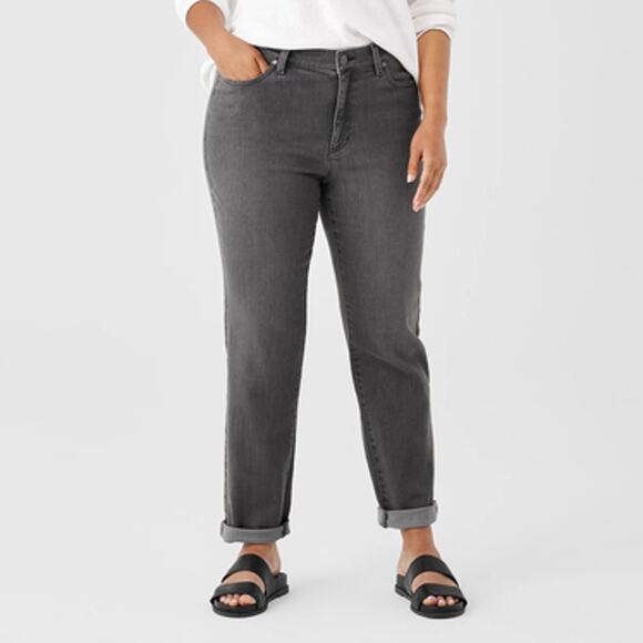 Eileen Fisher Carbon Slim Fit Full Length Organic Cotton Stretch Jeans Size 16 - Picture 10 of 12